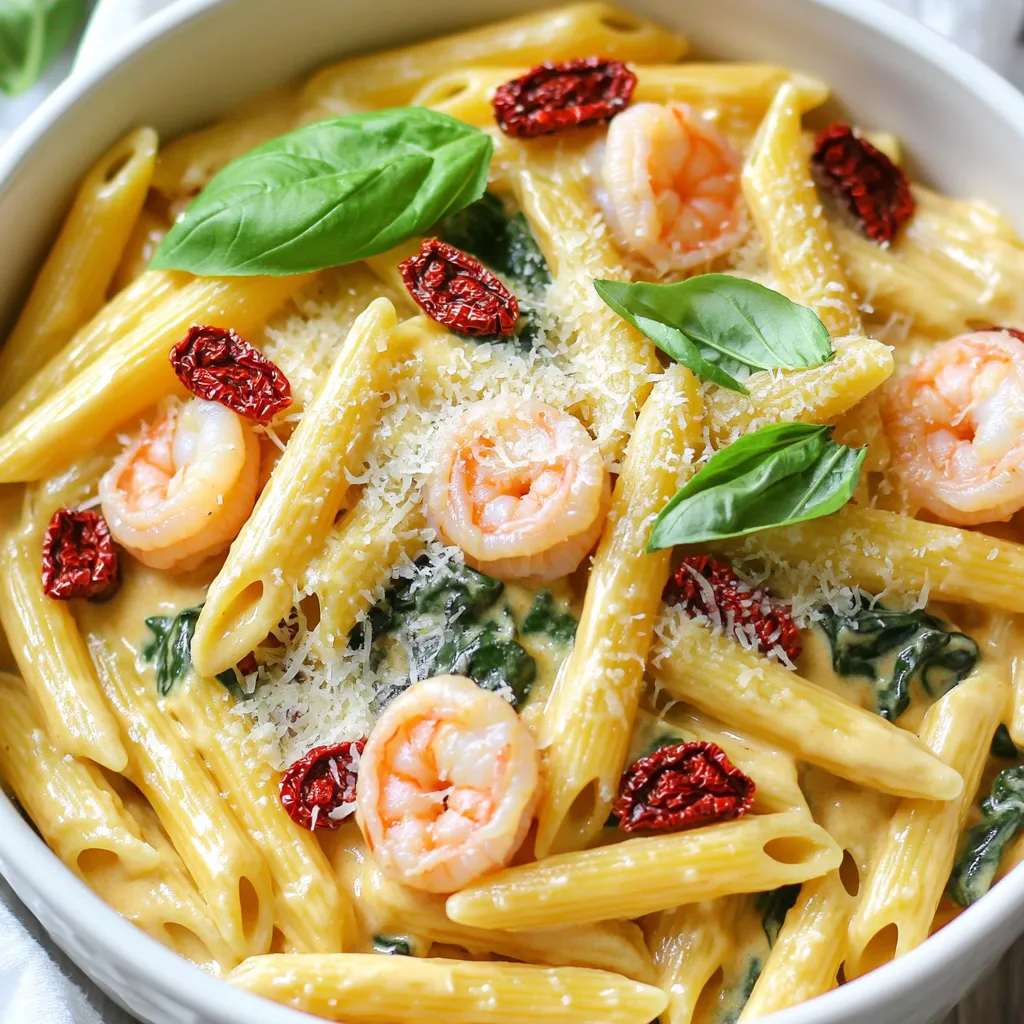 One-Pot Creamy Sun-Dried Tomato Shrimp Pasta Delight