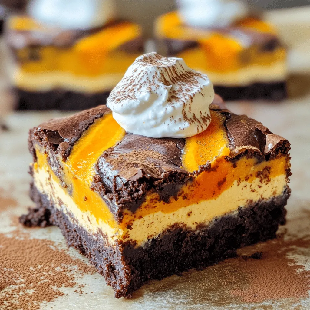 Pumpkin Cheesecake Brownie Swirl Bars Delightful Treat