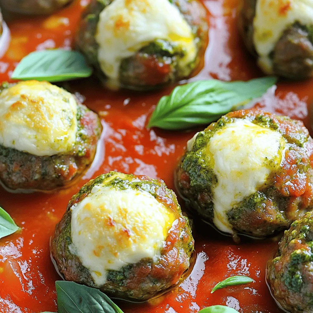 Pesto Mozzarella Stuffed Meatballs Flavorful Dinner Delight