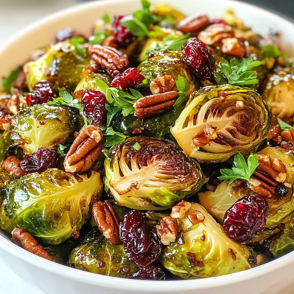 Roasted Brussels Sprouts with Pecans and Cranberries Delight