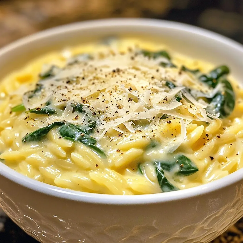 Creamy Spinach and Orzo Flavorful Dinner Delight