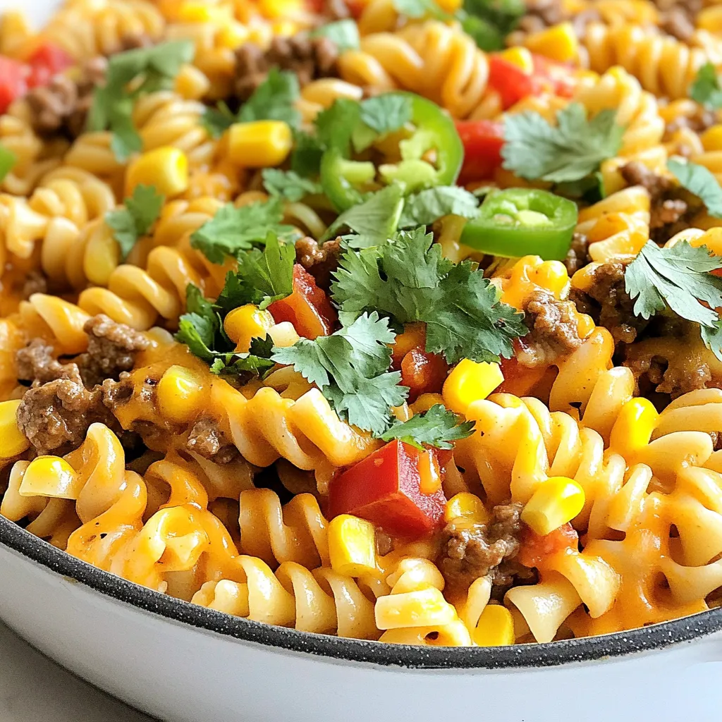 Cheesy Taco Pasta Skillet Quick and Simple Recipe