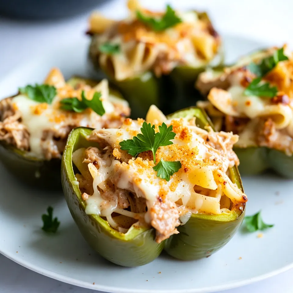 Chicken Alfredo Stuffed Peppers Savory Dinner Idea