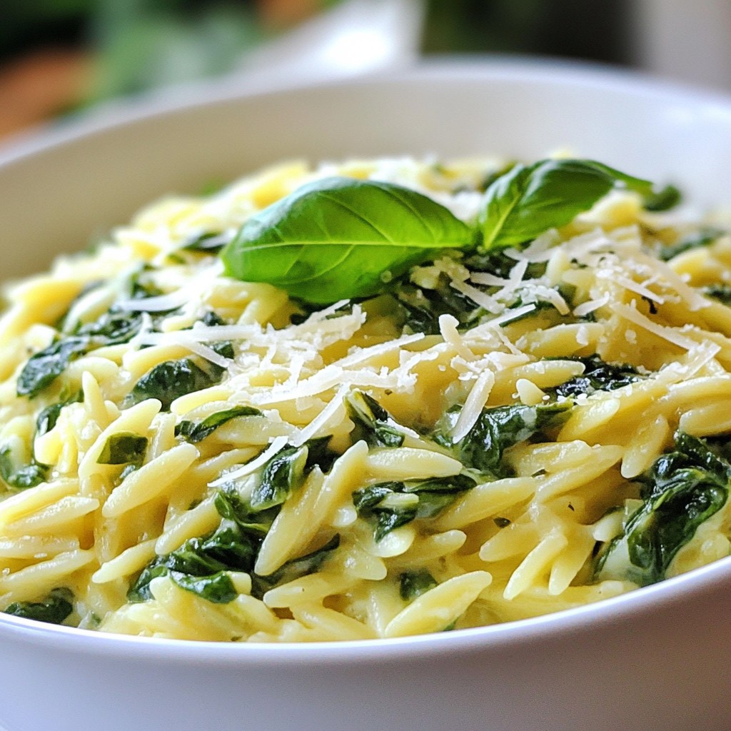 Creamy Spinach Parmesan Orzo Flavorful and Easy Dish