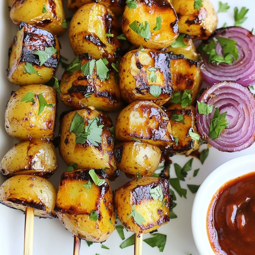 Crispy BBQ Grilled Potato and Onion Skewers Recipe