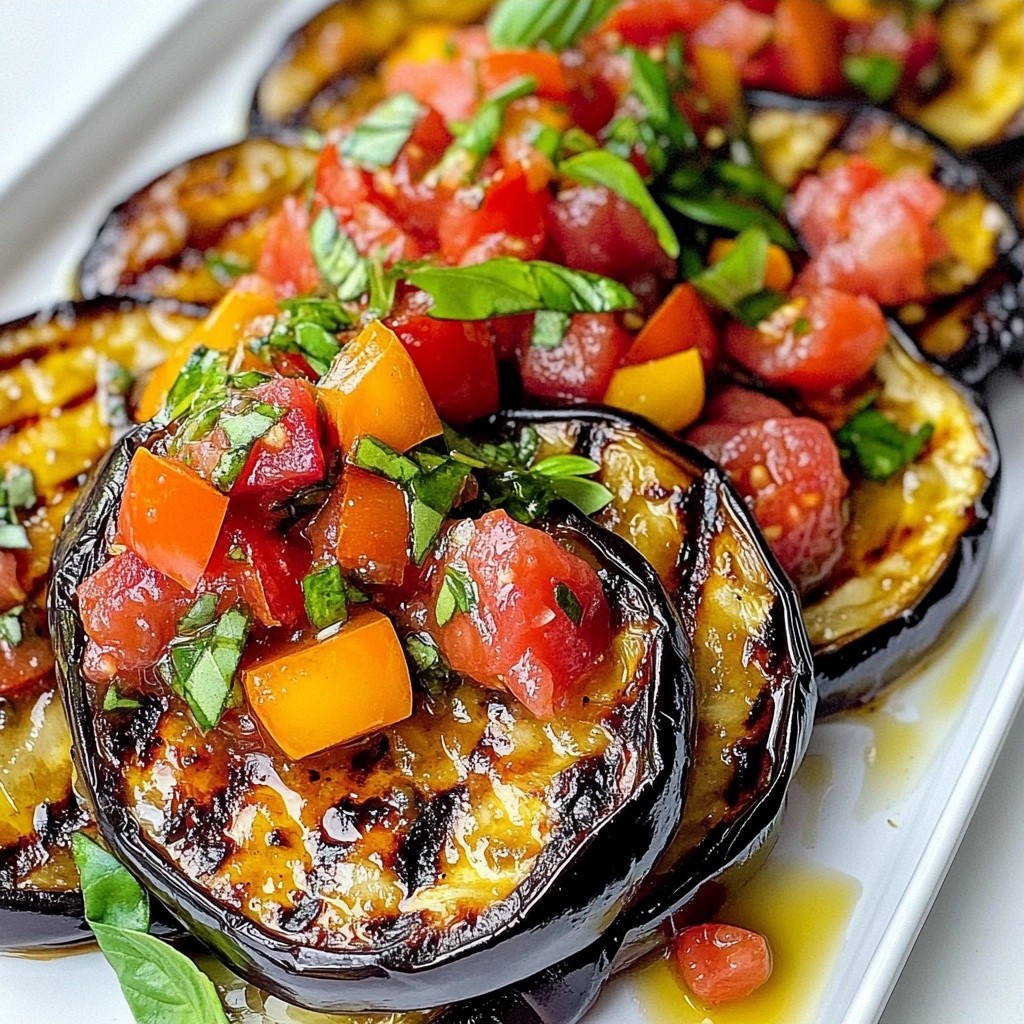 Charcoal Grilled Eggplant with Tomato Basil Salsa Delight