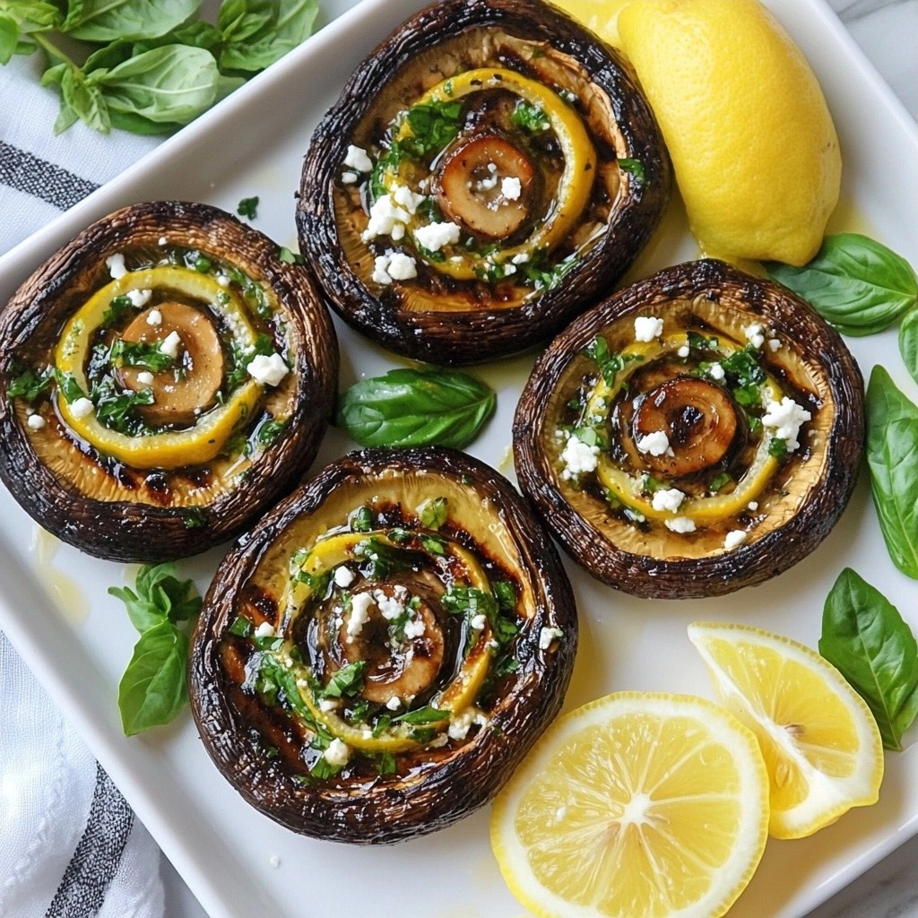 Grilled Lemon Basil Portobello Mushroom Caps Delight