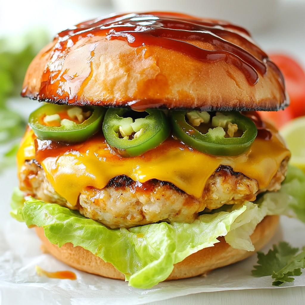 Cheesy BBQ Chicken Burger with Jalapeño Delight