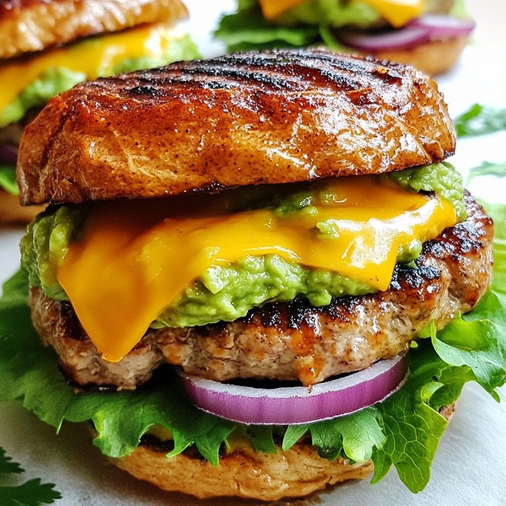 BBQ Turkey Cheeseburgers with Avocado and Lime Delight