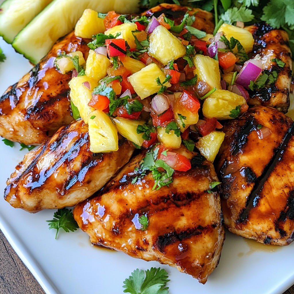 Grilled Teriyaki Chicken Breasts with Pineapple Salsa Delight