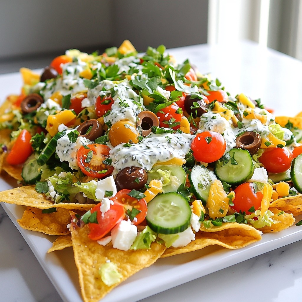 Loaded Greek Nacho Platter Flavorful Party Delight