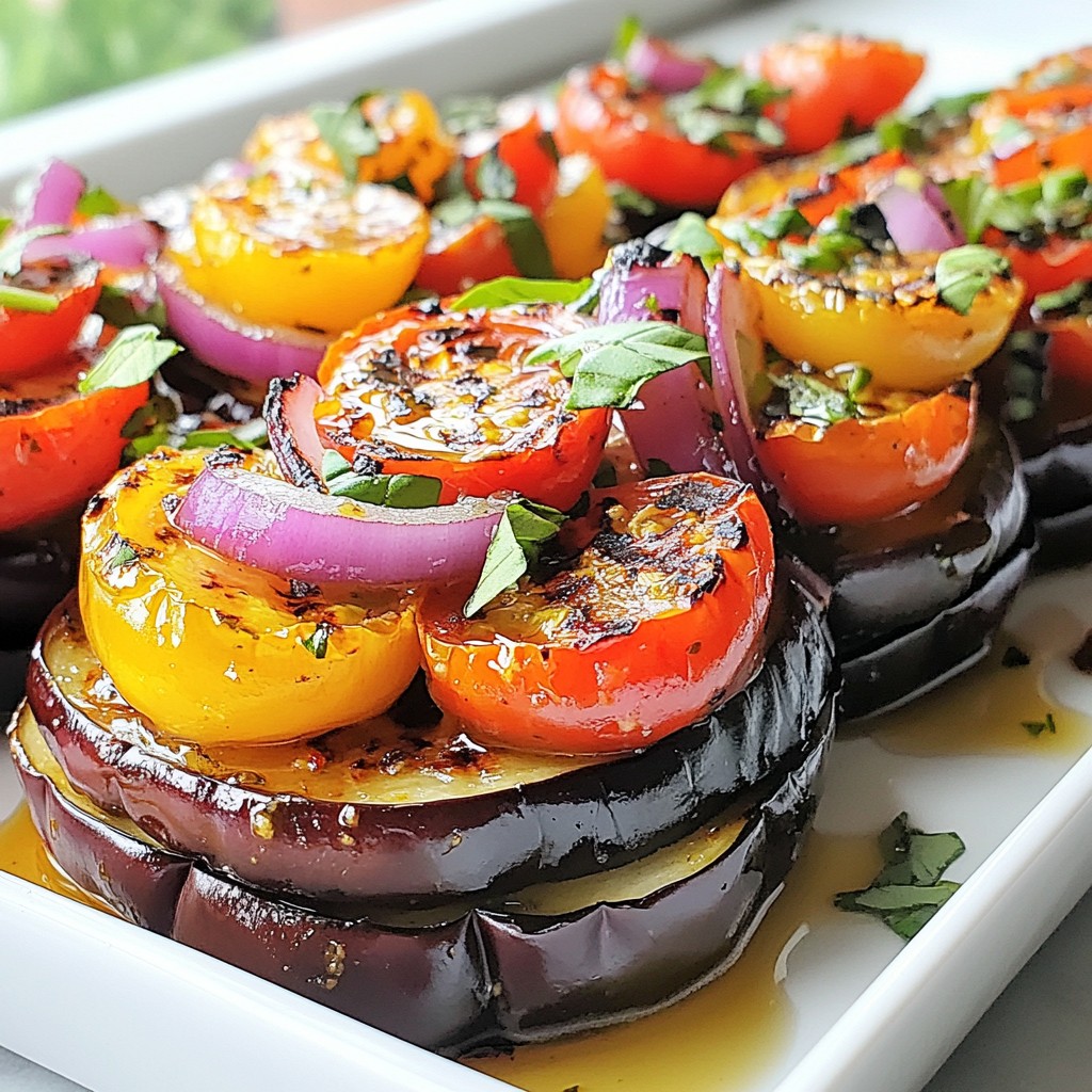 Charred Grilled Eggplant Stacks with Tomato Relish Delight