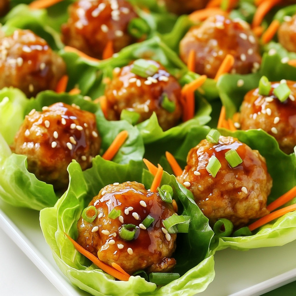 Teriyaki Glazed Meatball Lettuce Cups Delightful Dish