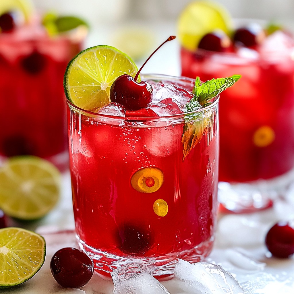 Cherry Lime Sparkling Punch Refreshing Summer Drink