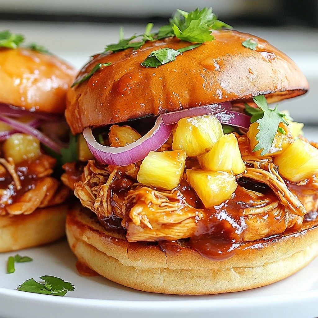 Smoky BBQ Pineapple Pulled Chicken Sandwiches Delight