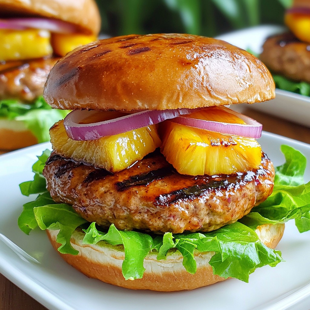 Grilled Teriyaki Turkey Burgers with Pineapple Delight