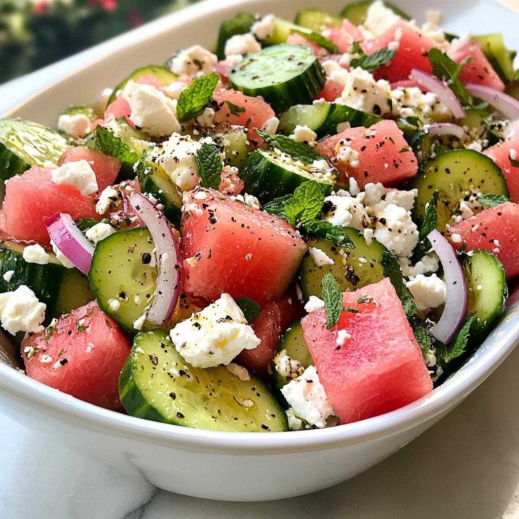 Cucumber Watermelon Feta Salad Fresh and Flavorful Dish