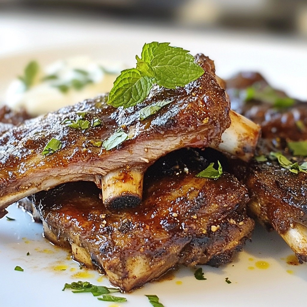 Tender BBQ Spiced Lamb Ribs with Mint Sauce Delight
