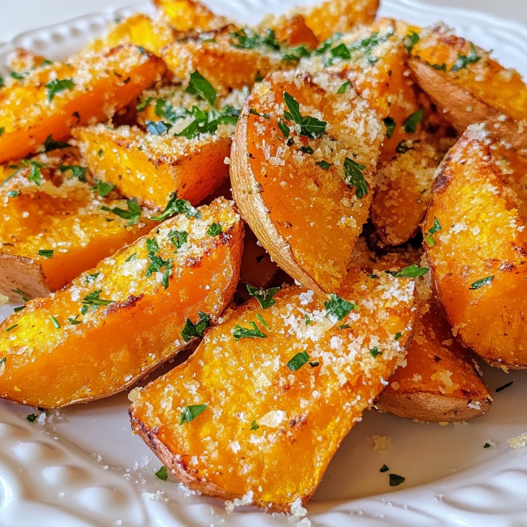 Garlic Parmesan Sweet Potato Wedges Tasty Snack Recipe