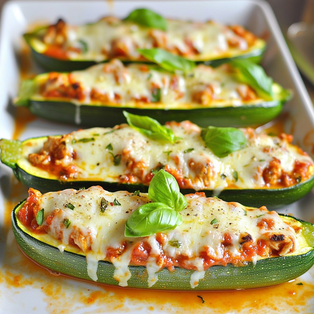 Chicken Parmesan Stuffed Zucchini Boats Flavor Boost