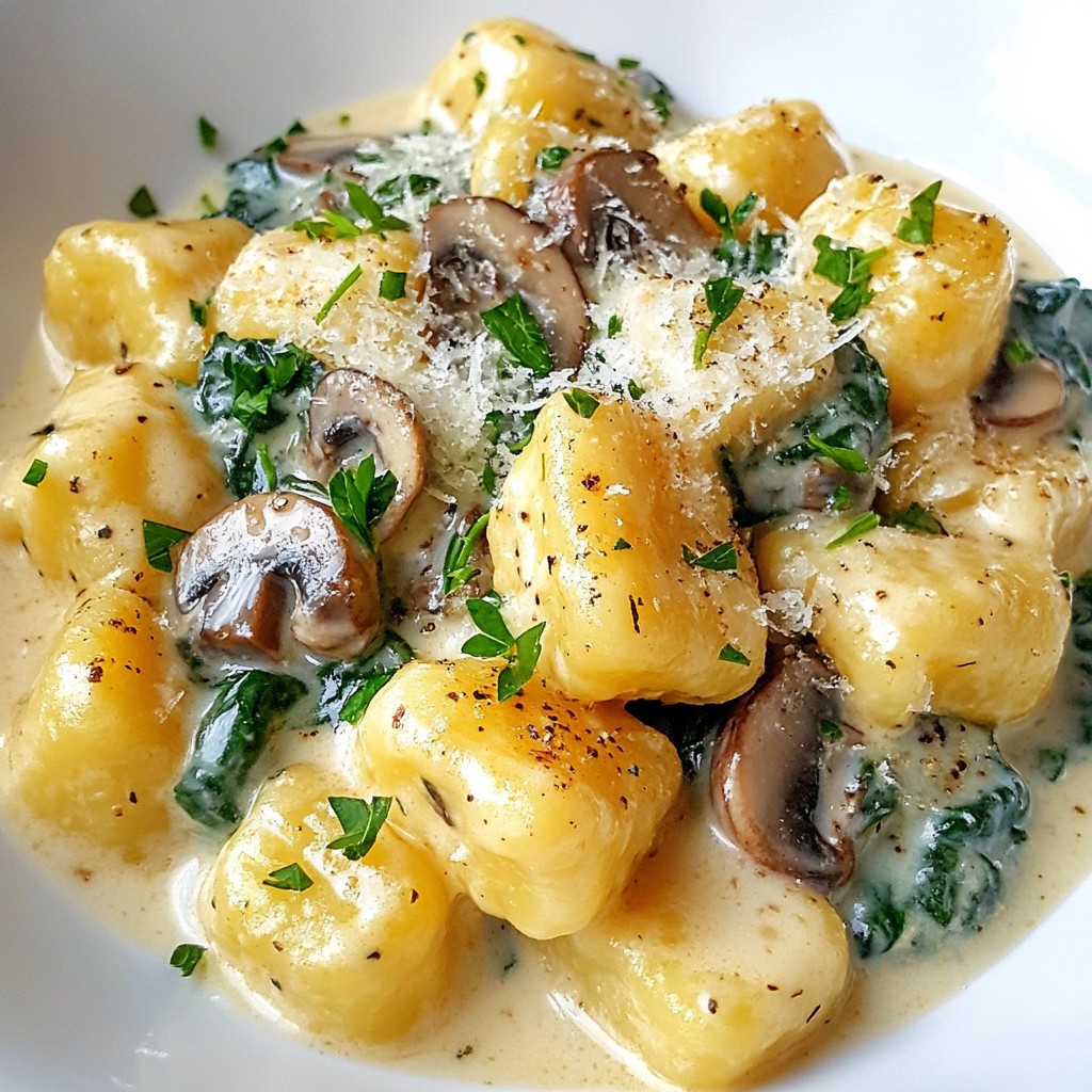 Creamy Mushroom Spinach Gnocchi Delightful Recipe